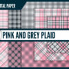 Pink and Grey plaid digital paper