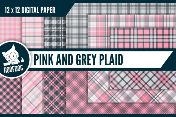 Pink and Grey plaid digital paper Pink and Grey plaid digital paper