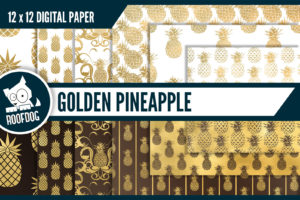 Golden pineapple digital paper