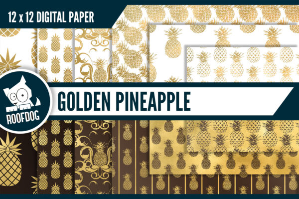 Golden pineapple digital paper Golden pineapple digital paper