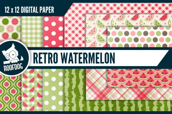Retro watermelon digital paper Retro watermelon digital paper