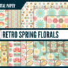 Retro Spring floral digital paper Retro Spring floral digital paper