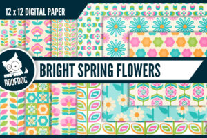 Bright spring flowers digital paper