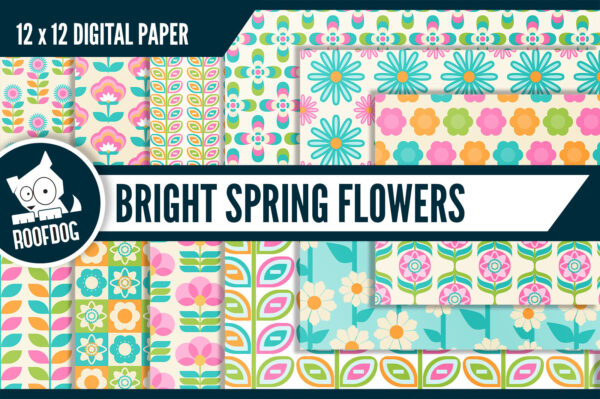 Bright spring flowers digital paper