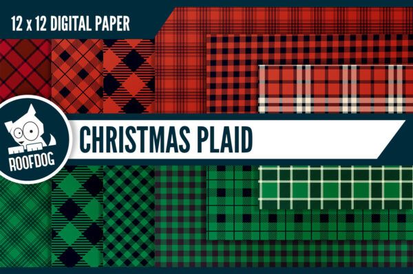 Red and green Christmas Plaid digital paper