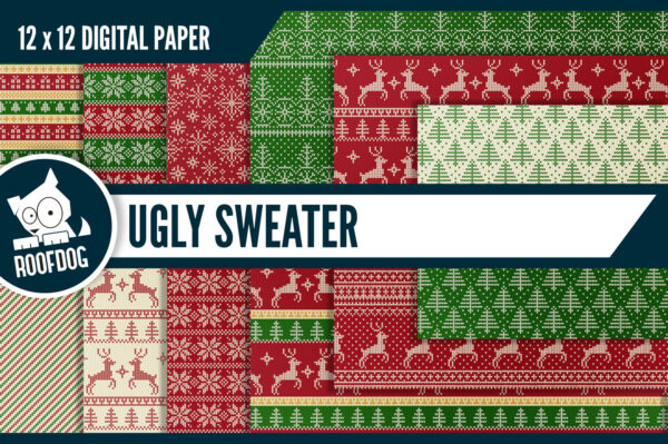 Ugly sweater digital paper