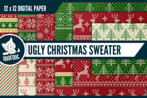 Ugly Christmas sweater digital paper