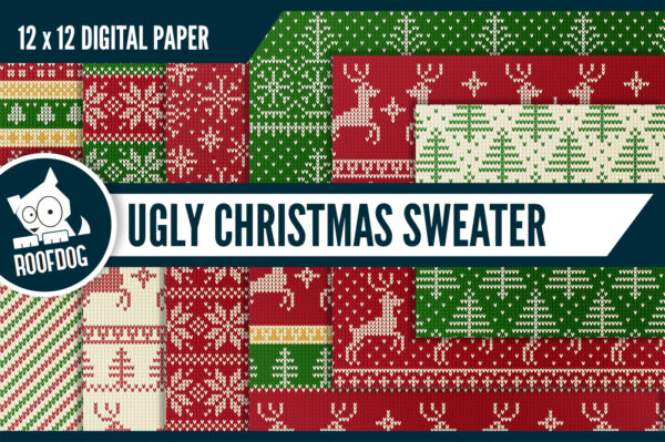 Ugly Christmas sweater digital paper