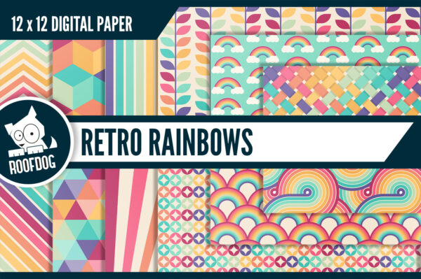 Retro rainbow digital paper Retro rainbow digital paper