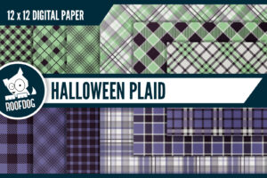 Halloween Plaid Green and Purple Digital Paper