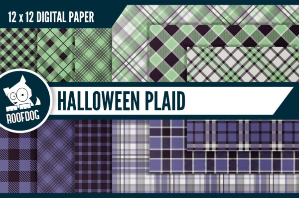 Halloween Plaid Green and Purple Digital Paper Halloween Plaid Green and Purple Digital Paper