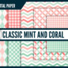 Classic Mint and Coral Digital Paper