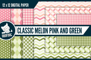 Classic Melon Pink and Green Digital Paper