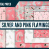 Pink and silver flamingo digital paper Pink and silver flamingo digital paper