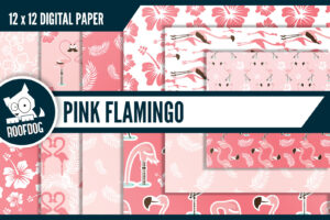 Pink and white flamingo digital paper
