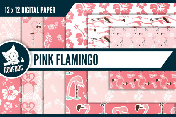 Pink and white flamingo digital paper Pink and white flamingo digital paper