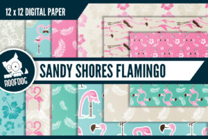 Sandy shores flamingo digital paper