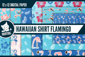 Hawaiian shirt flamingo digital paper