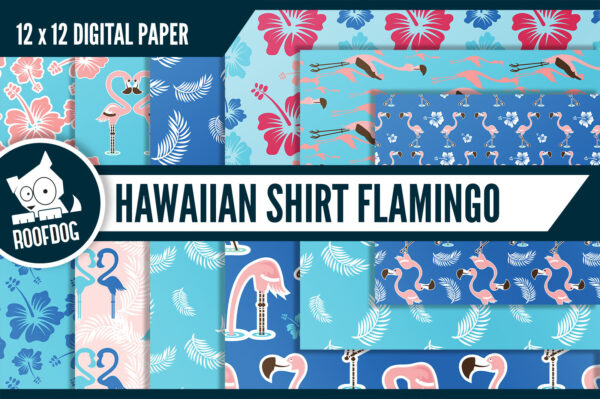 Hawaiian shirt flamingo digital paper Hawaiian shirt flamingo digital paper