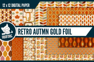 Fall retro gold foil digital paper
