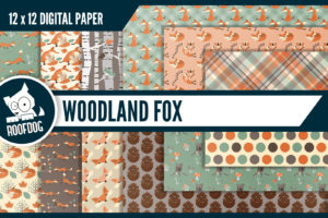 Woodland foxes digital paper