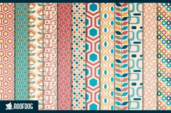 Retro patterns digital paper Retro patterns digital paper