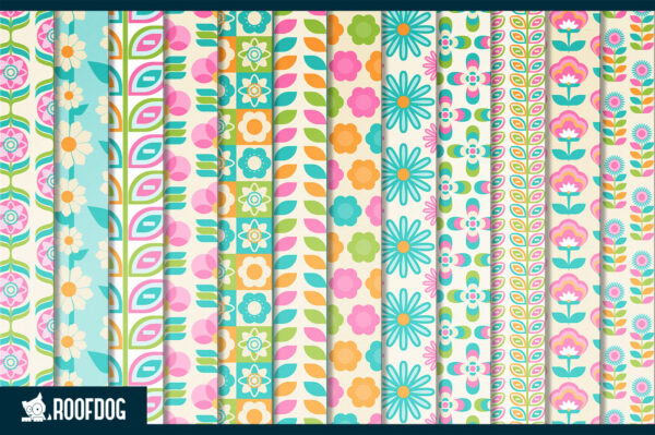 Bright spring flowers digital paper
