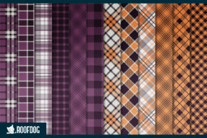 Halloween Plaid Orange and Purple Digital Paper