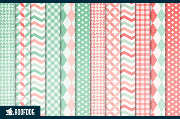 Classic Mint and Coral Digital Paper