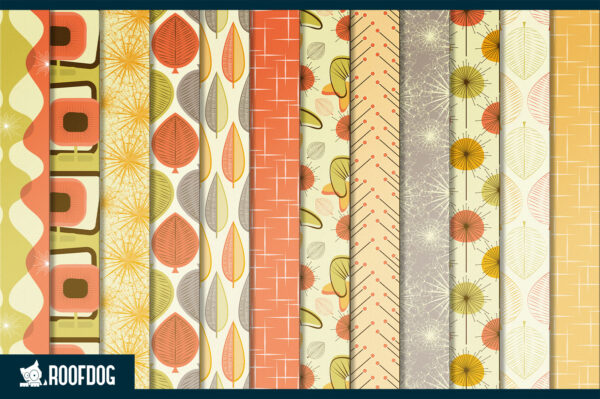 Fifties fall patterns digital paper Fifties fall patterns digital paper