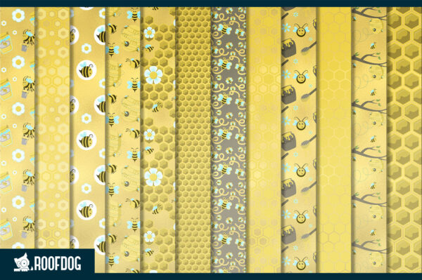 Honey Bee Gold Foil Digital Paper Honey Bee Gold Foil Digital Paper