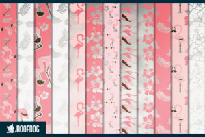 Pink and silver flamingo digital paper