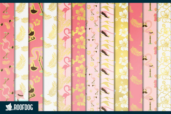 Pink and gold foil flamingo digital paper Pink and gold foil flamingo digital paper