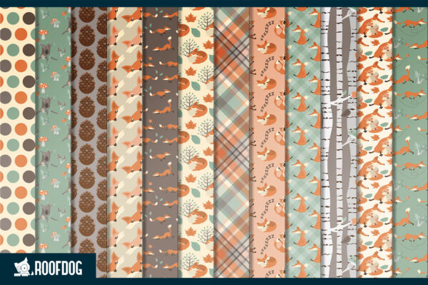 Woodland foxes digital paper Woodland foxes digital paper