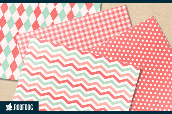 Classic Mint and Coral Digital Paper