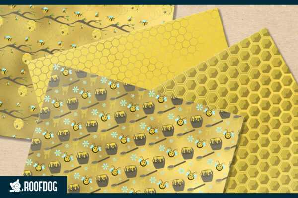 Honey Bee Gold Foil Digital Paper Honey Bee Gold Foil Digital Paper