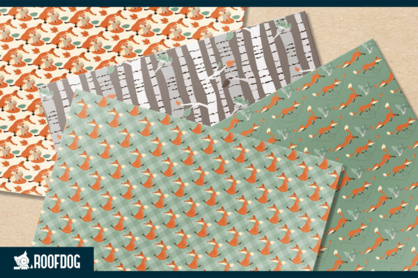 Woodland foxes digital paper Woodland foxes digital paper