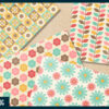 Retro Spring floral digital paper Retro Spring floral digital paper