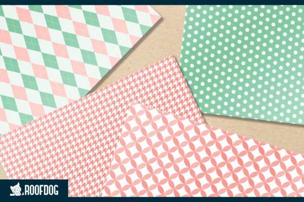 Classic Mint and Coral Digital Paper
