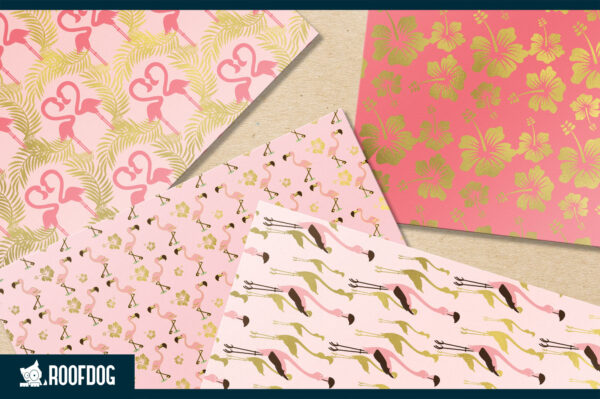 Pink and gold foil flamingo digital paper Pink and gold foil flamingo digital paper