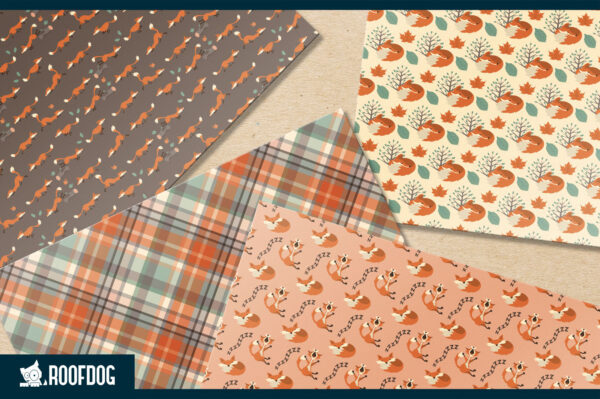 Woodland foxes digital paper Woodland foxes digital paper