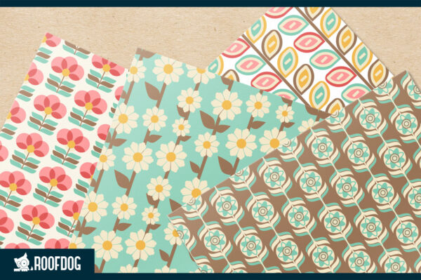 Retro Spring floral digital paper Retro Spring floral digital paper