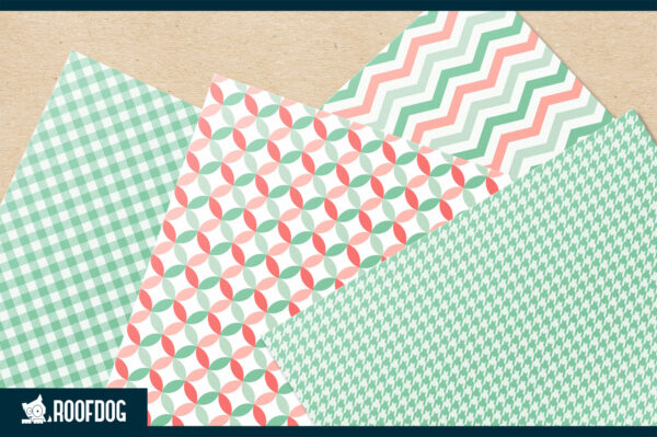 Classic Mint and Coral Digital Paper