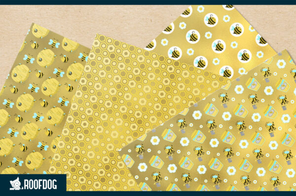 Honey Bee Gold Foil Digital Paper Honey Bee Gold Foil Digital Paper
