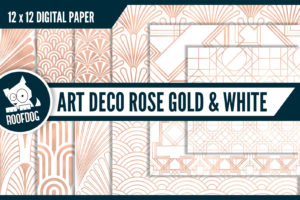 Rose gold and white art deco digital paper