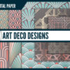 Coral and blue art deco digital paper Coral and blue art deco digital paper