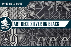 Silver foil art deco digital paper