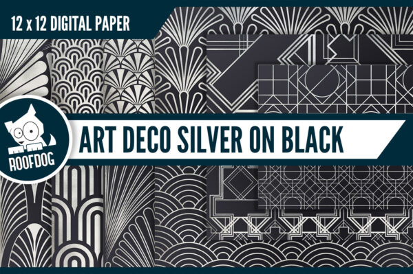 Silver foil art deco digital paper Silver foil art deco digital paper