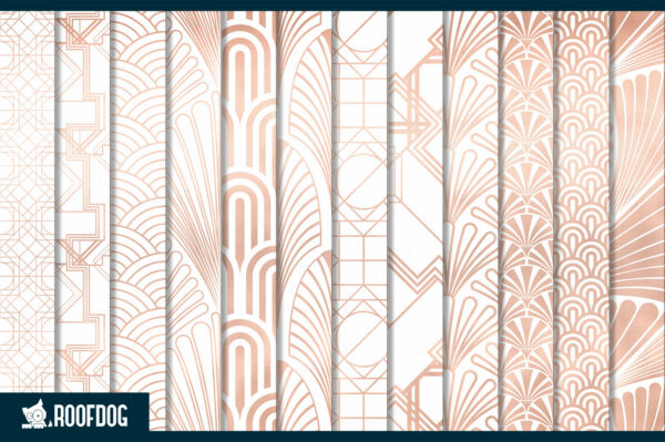 Rose gold and white art deco digital paper Rose gold and white art deco digital paper
