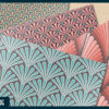 Coral and blue art deco digital paper Coral and blue art deco digital paper